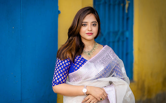 White Bengal silk Handloom Saree