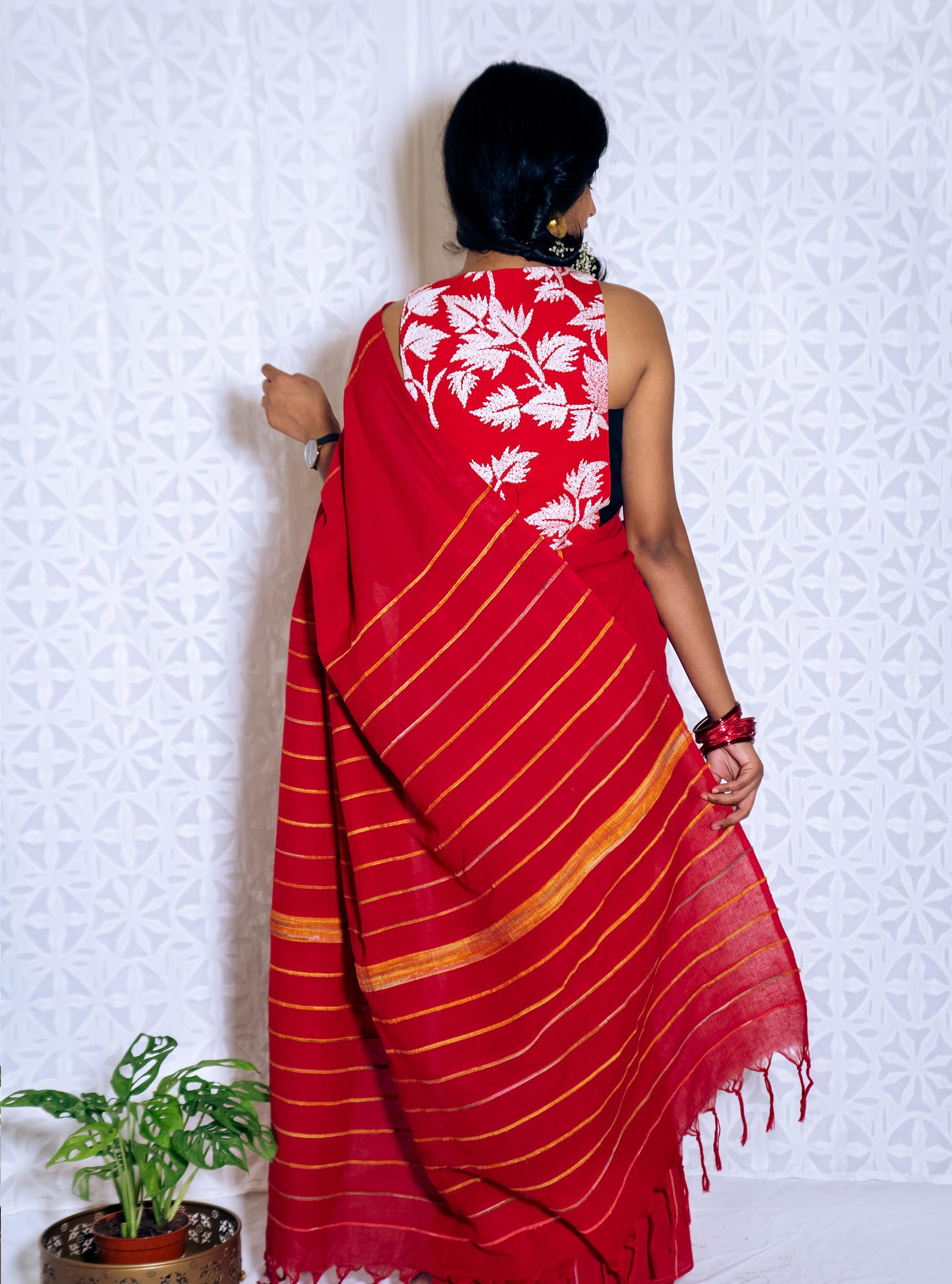 Red Khesh Cotton Saree