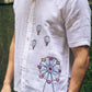 White Hand Embroidered Ferris Wheel Motif Shirt