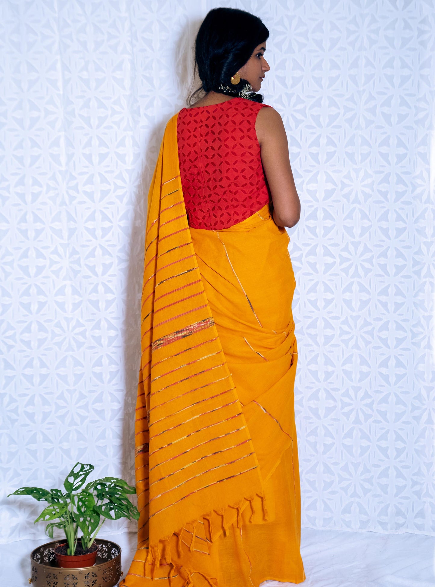 Mustard Yellow Khesh Cotton Saree