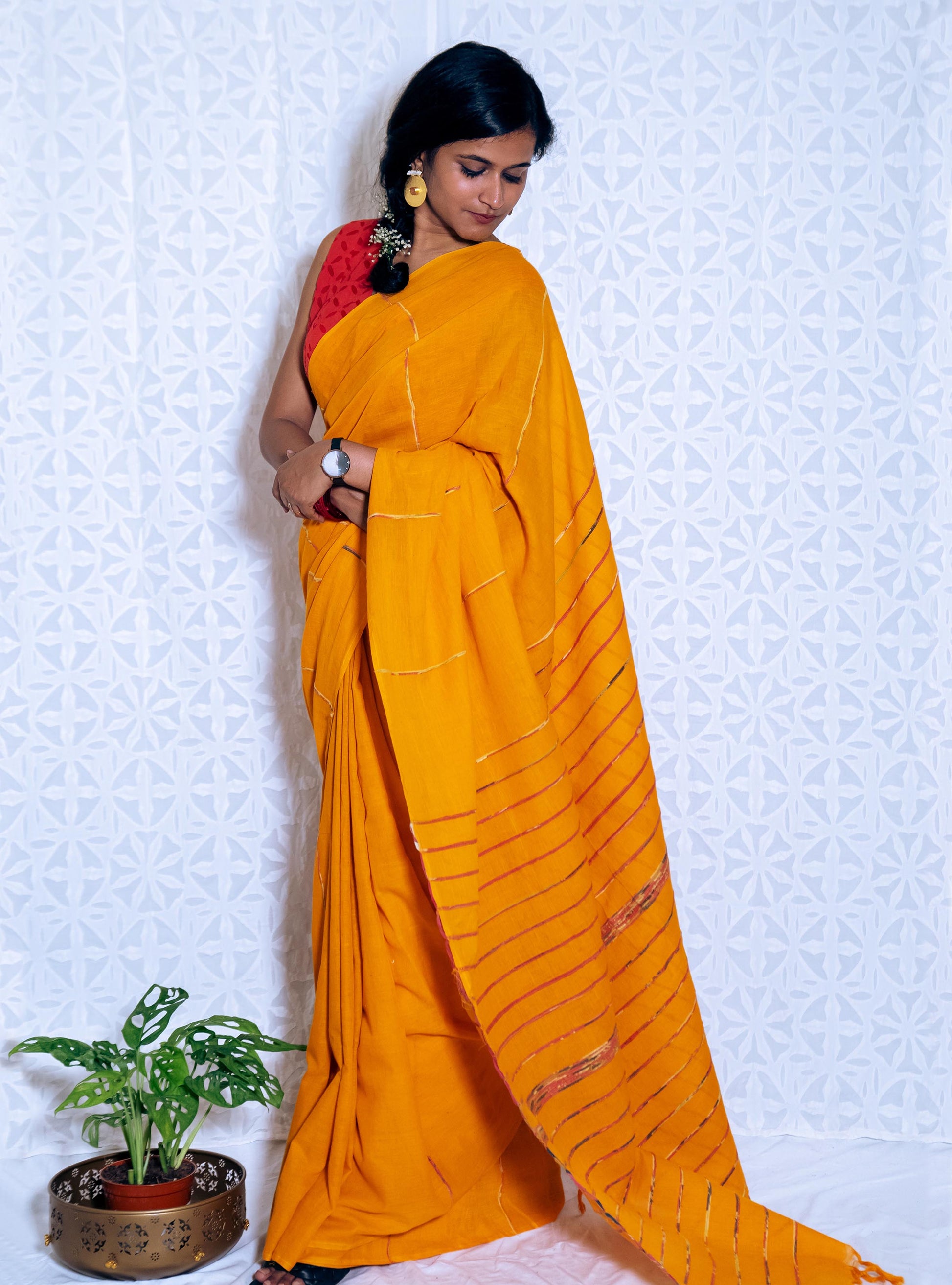 Mustard Yellow Khesh Saree