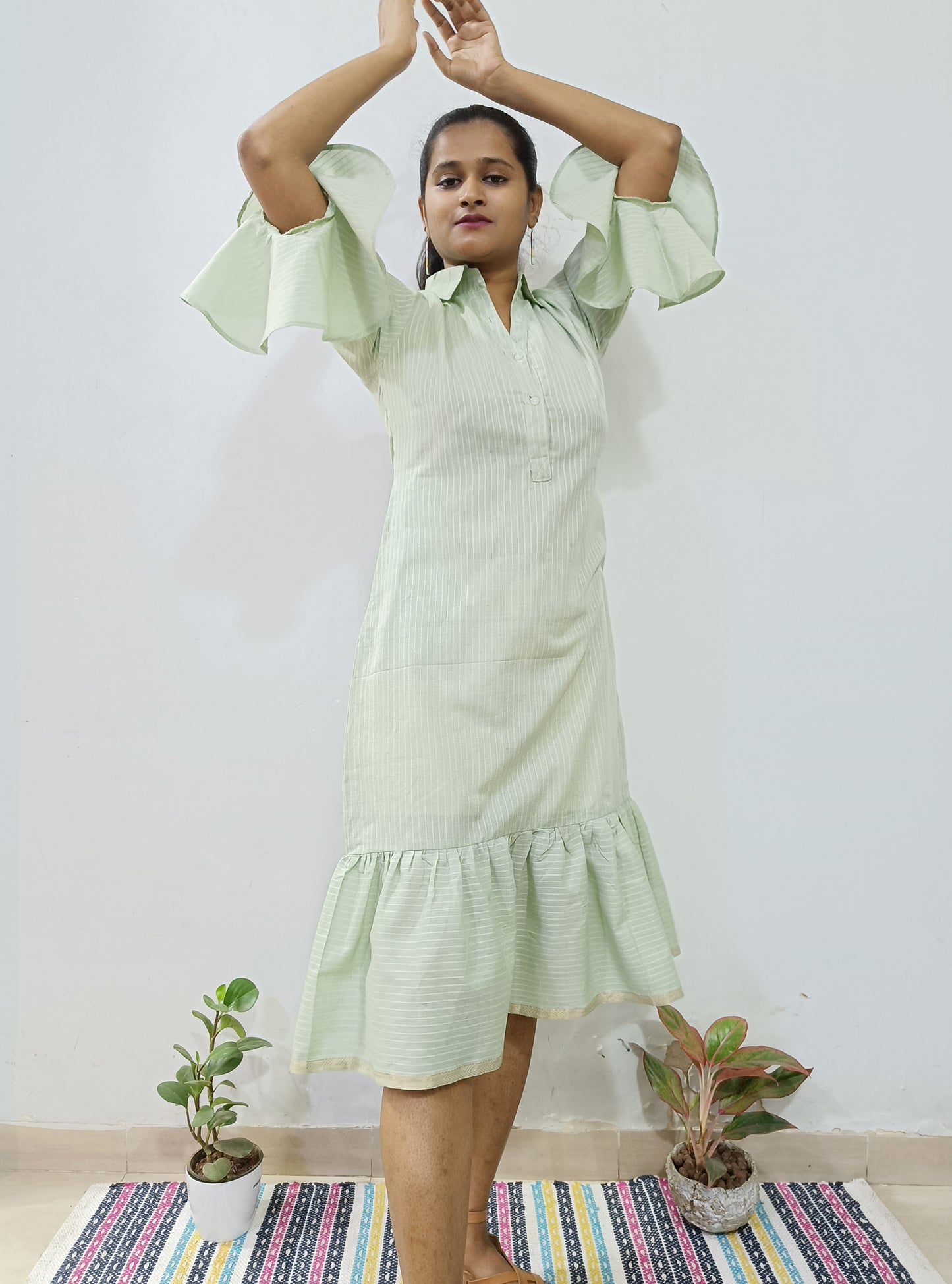 Maheshwari Cotton Stripe Dress