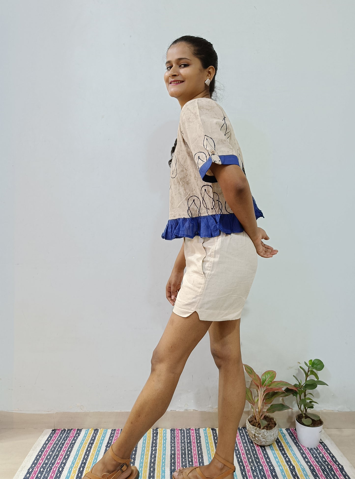 Chappal Kashish Natural Dye Dabu Cotton Crop-top