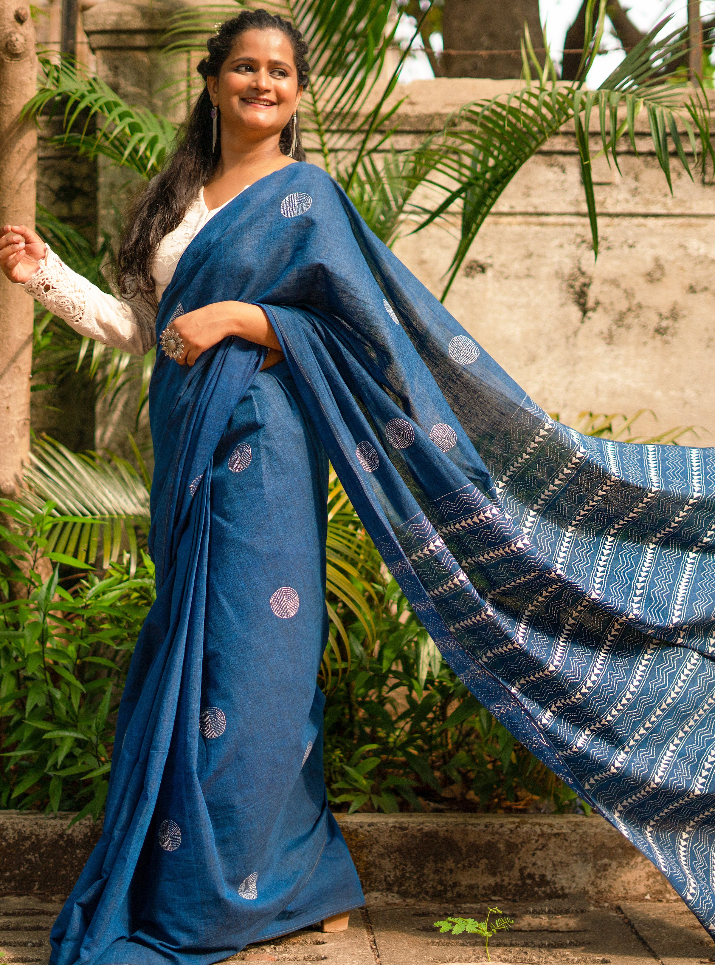 Indigo Twilight - Indigo Collection - Cotton Mulmul Saree