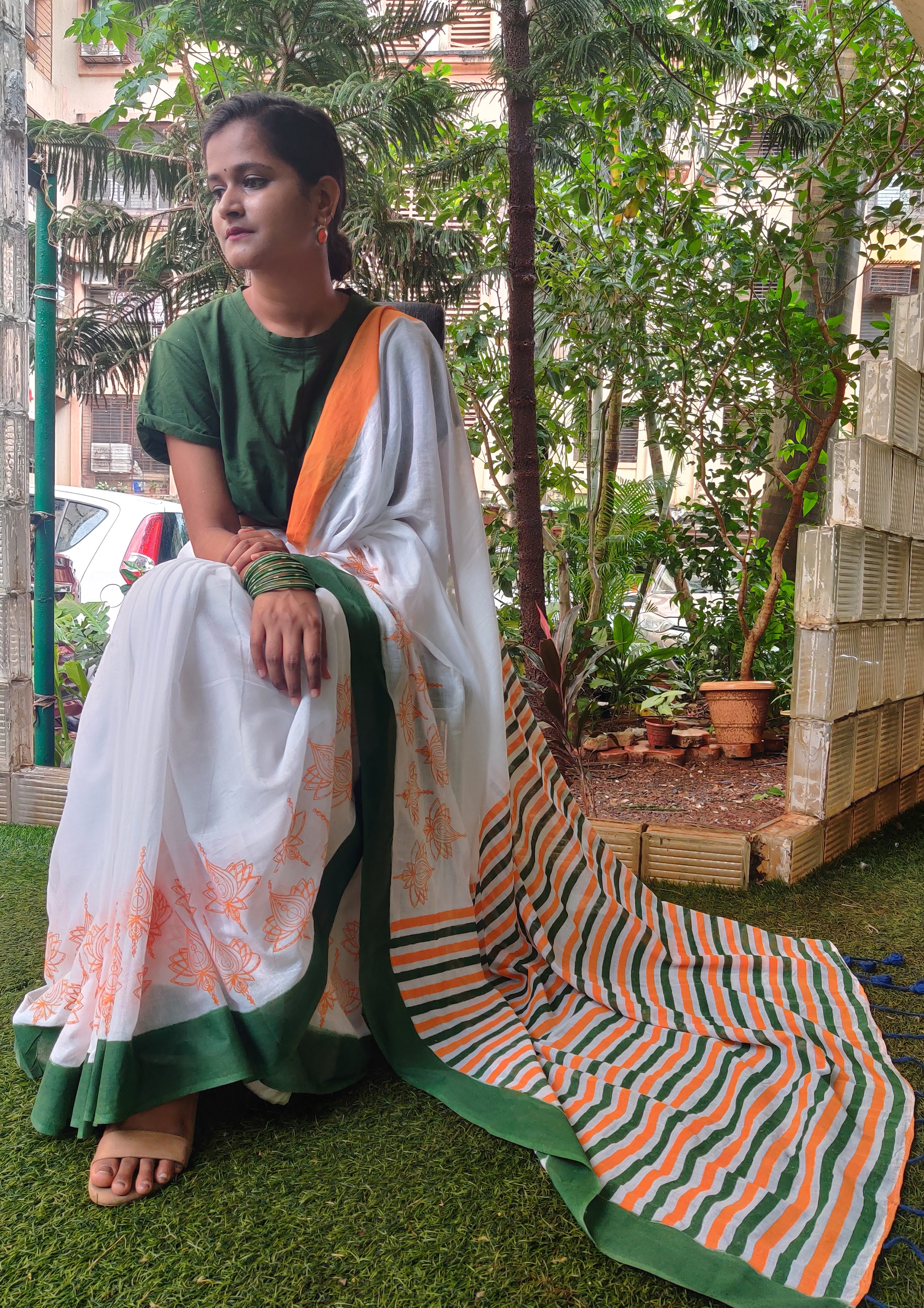 Vanitha in Tri Color Saree - Saree Blouse Patterns