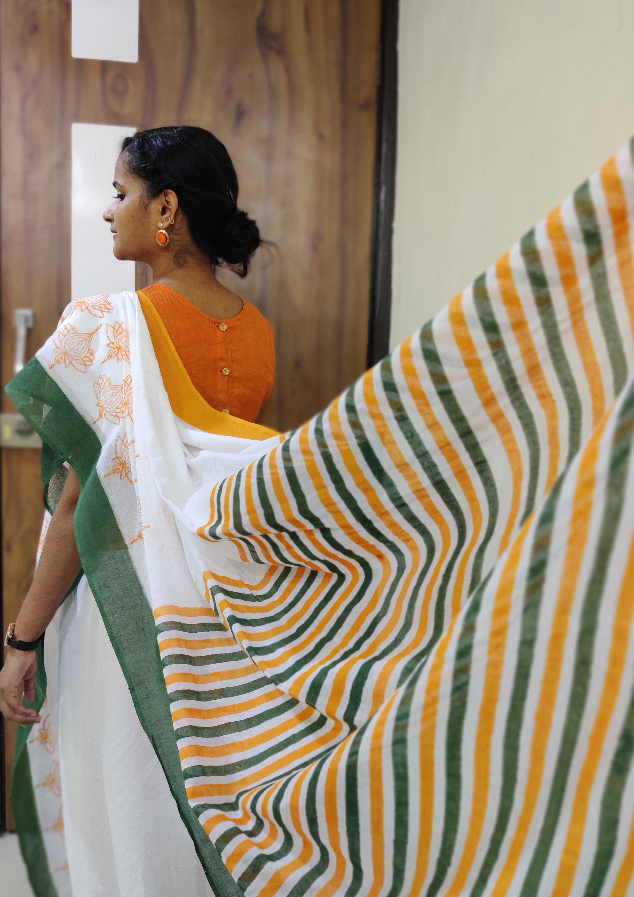 Tri color saree | Blouse piece, Fashion, Saree